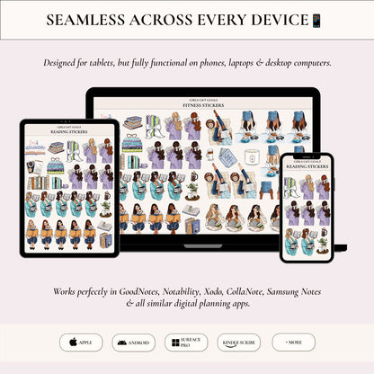 Digital Hand-Drawn Reading Stickers