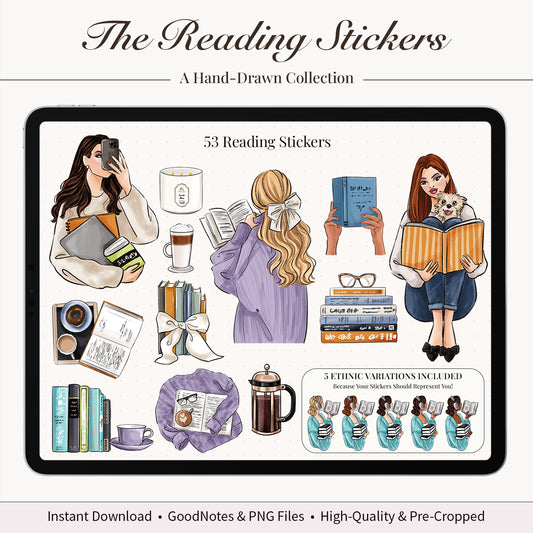 Digital Hand-Drawn Reading Stickers