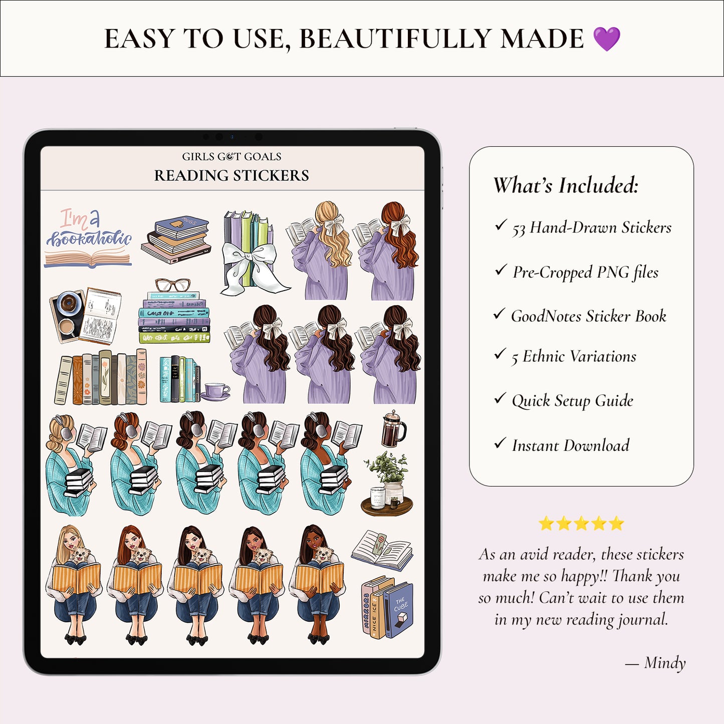 Digital Hand-Drawn Reading Stickers