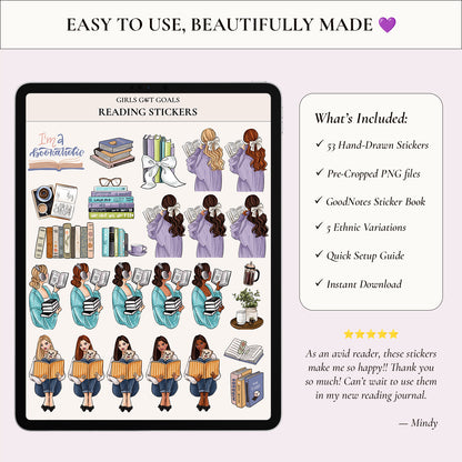 Digital Hand-Drawn Reading Stickers