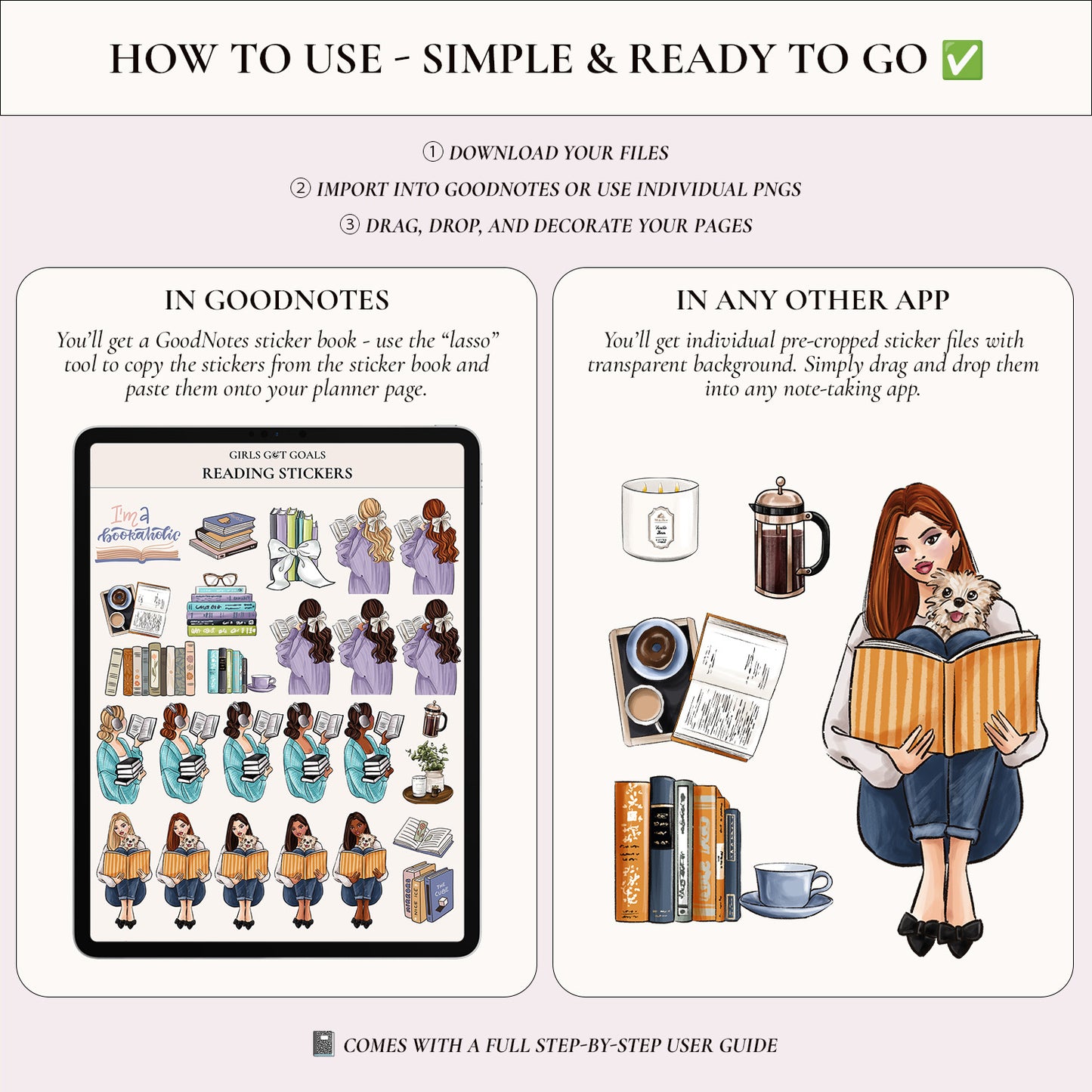 Digital Hand-Drawn Reading Stickers