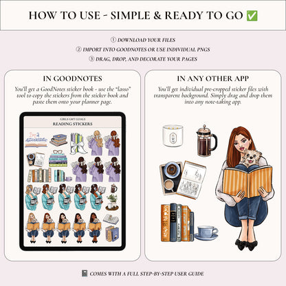 Digital Hand-Drawn Reading Stickers