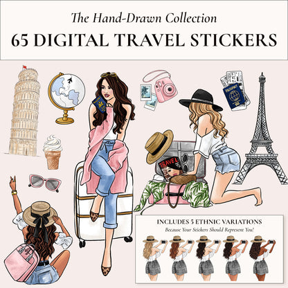 Digital Hand-Drawn Travel Stickers