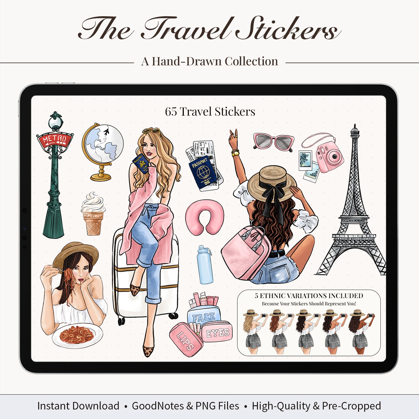 Digital Hand-Drawn Travel Stickers