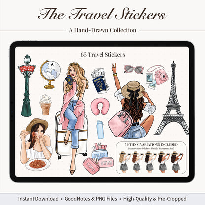 Digital Hand-Drawn Travel Stickers