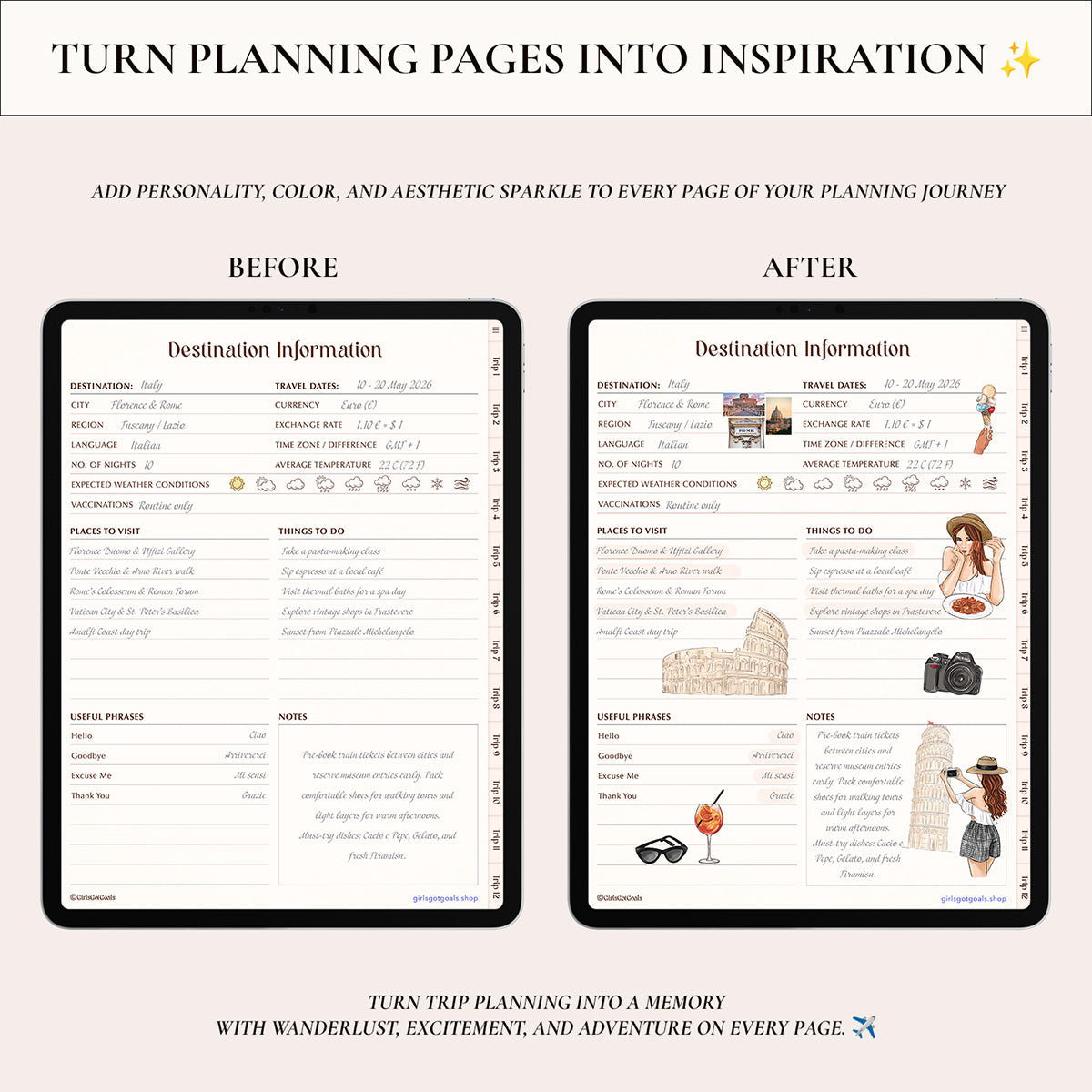 Digital Hand-Drawn Travel Stickers