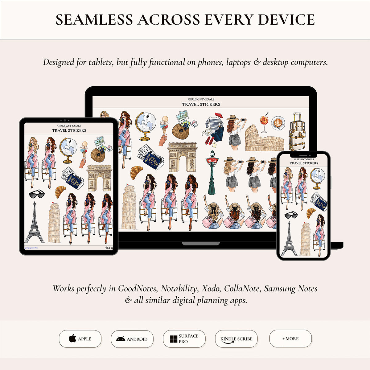 Digital Hand-Drawn Travel Stickers