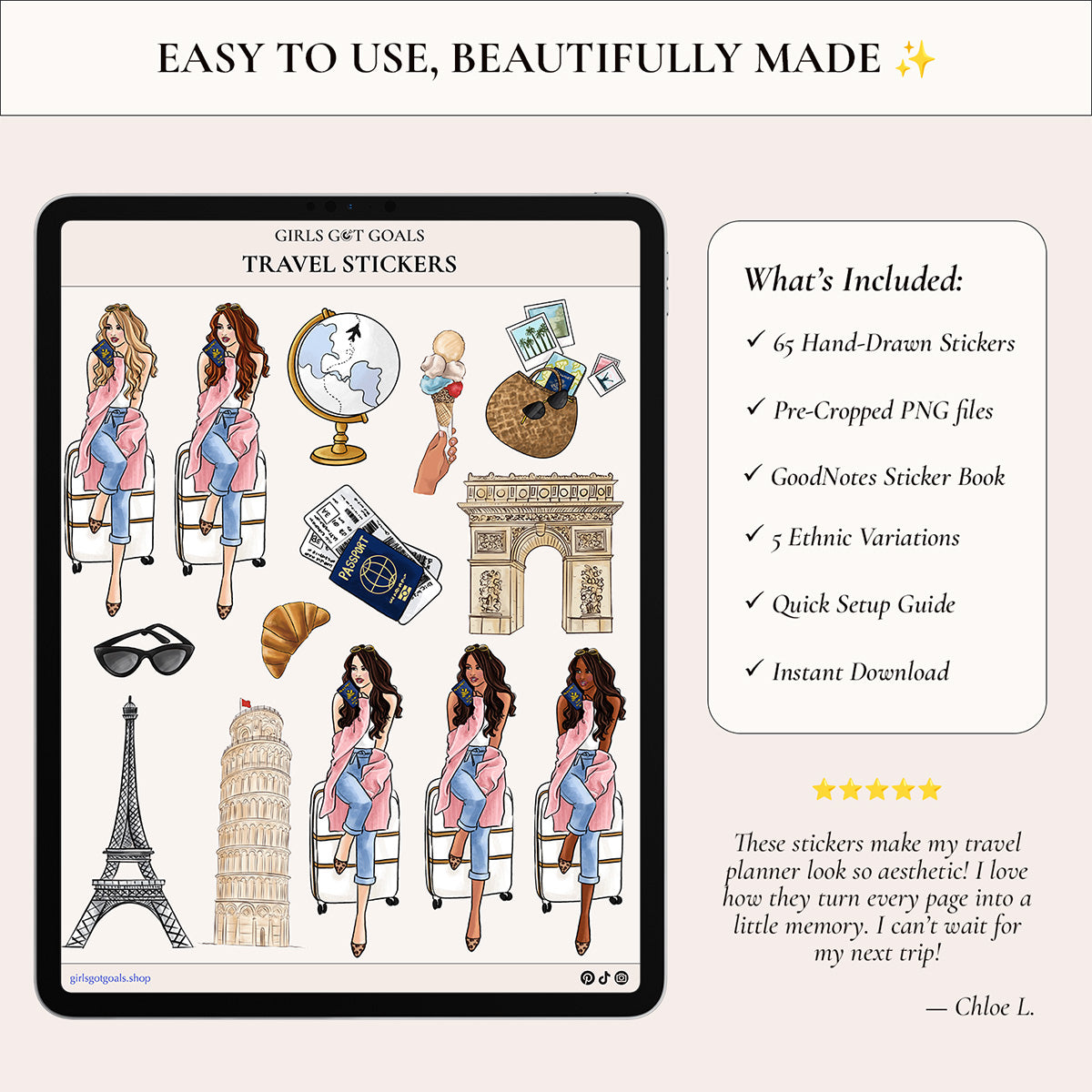 Digital Hand-Drawn Travel Stickers