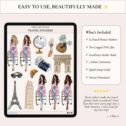 Digital Hand-Drawn Travel Stickers