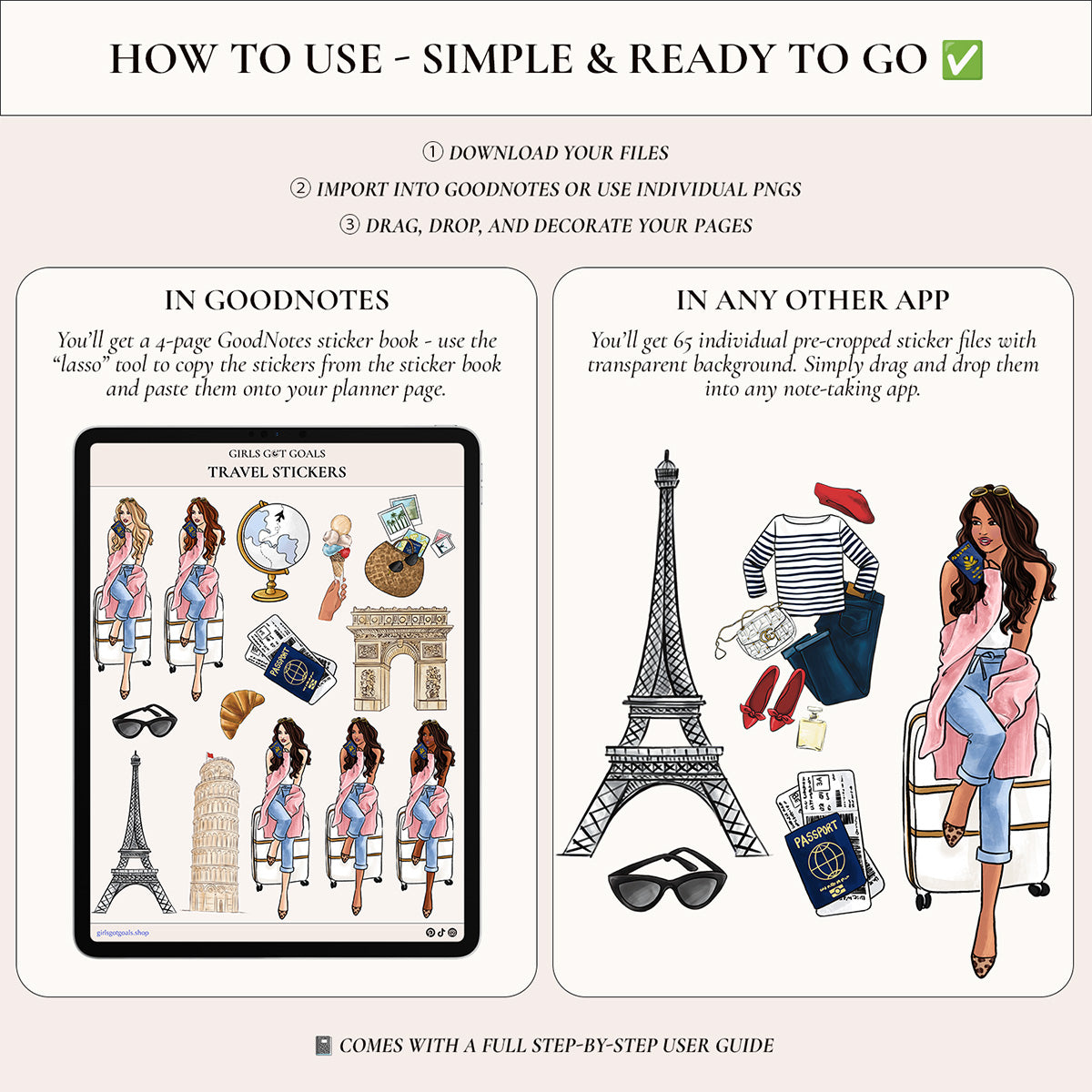 Digital Hand-Drawn Travel Stickers