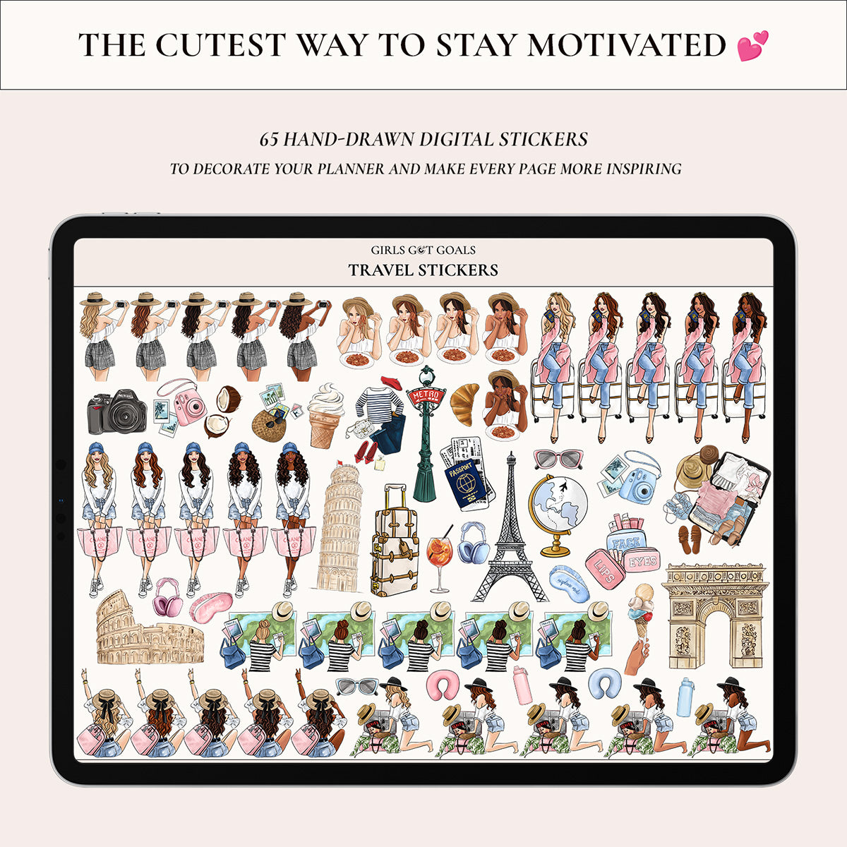 Digital Hand-Drawn Travel Stickers